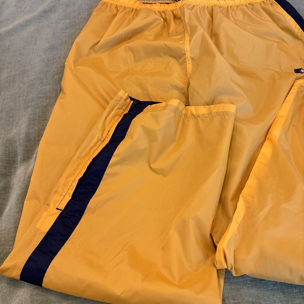 VTG Starter Track Pants Reversible Black Yellow Side Zip Workout Gym Pants SZ XL - Picture 7 of 11